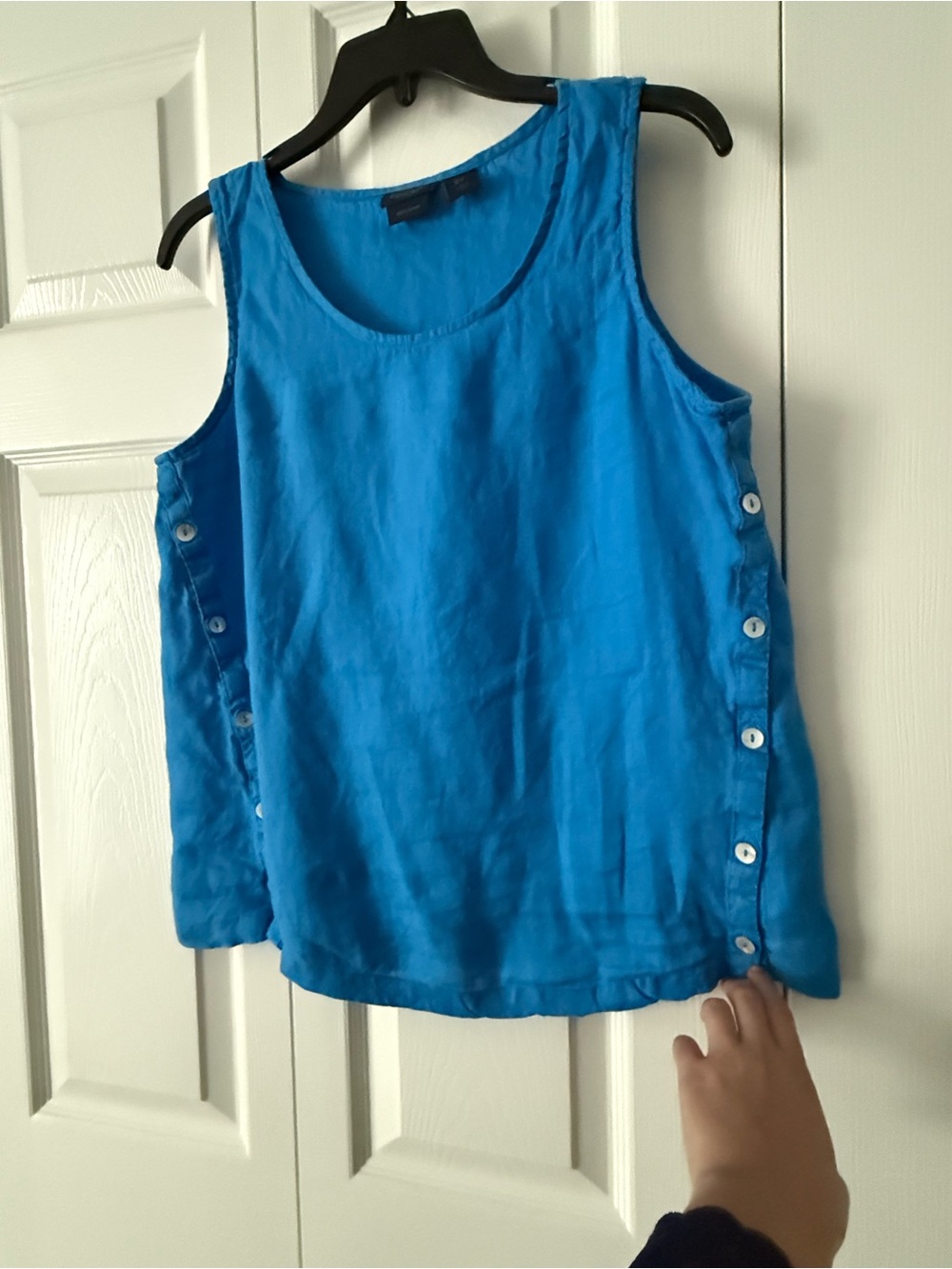 RACHEL Rachel Roy Bright Blue Sleeveless Button-Side Tank